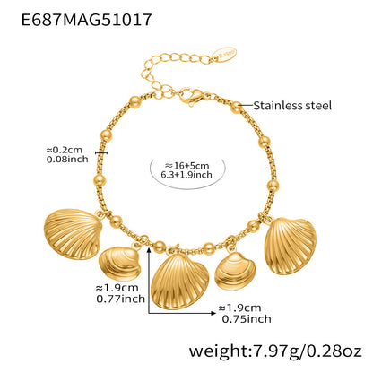 316L Stainless Steel Ocean-Inspired Shell & Fish Multi-Pendant DIY Bracelet - Image 2