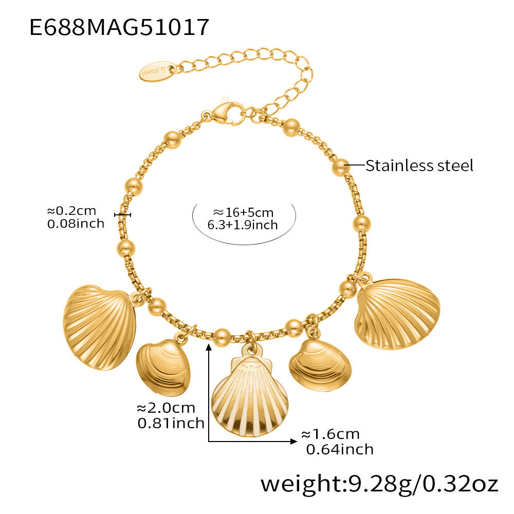 316L Stainless Steel Ocean-Inspired Shell & Fish Multi-Pendant DIY Bracelet - Image 4