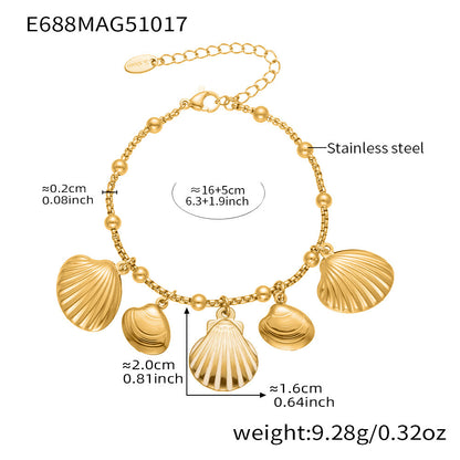 316L Stainless Steel Ocean-Inspired Shell & Fish Multi-Pendant DIY Bracelet - Image 4