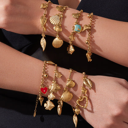316L Stainless Steel Ocean-Inspired Shell & Fish Multi-Pendant DIY Bracelet - Image 5