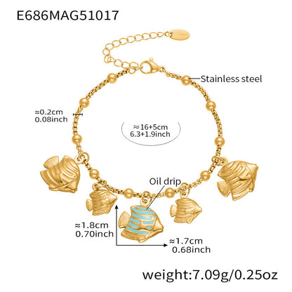 316L Stainless Steel Ocean-Inspired Shell & Fish Multi-Pendant DIY Bracelet - Image 6