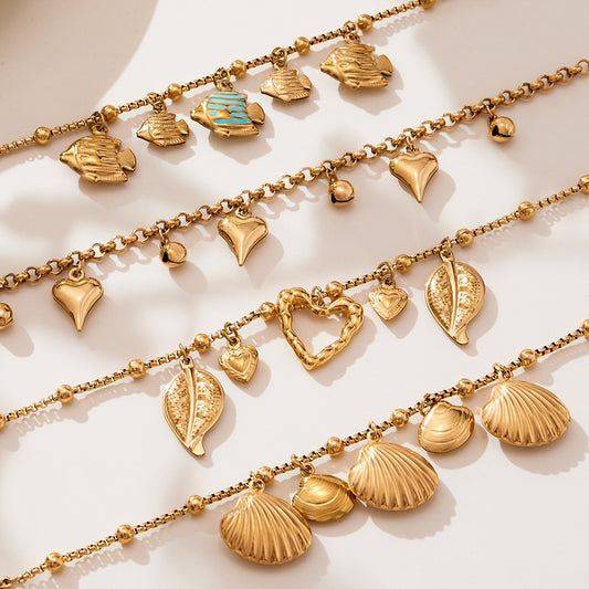 316L Stainless Steel Ocean-Inspired Shell & Fish Multi-Pendant DIY Bracelet - Image 8