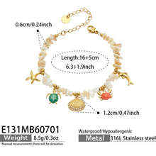316L Stainless Steel 18K PVD Gold Ocean Shell Starfish Turtle Pendant Bracelet made with 316L stainless steel and 18K PVD gold finish for wholesale jewelry buyers - image 6