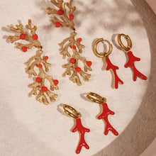 316L Stainless Steel Oceanic Coral & Shell Drop Earrings - Image 1