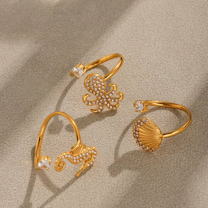 316L Stainless Steel Oceanic Zircon Statement Ring - Image 2