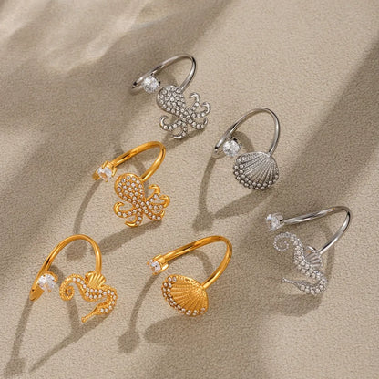 316L Stainless Steel Oceanic Zircon Statement Ring - Image 4