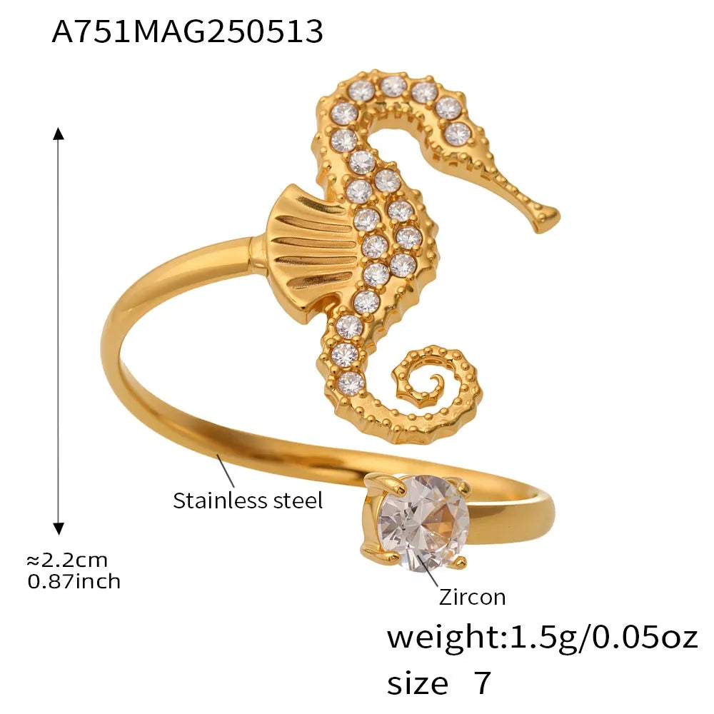 316L Stainless Steel Oceanic Zircon Statement Ring - Image 6