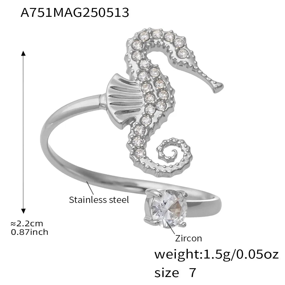 316L Stainless Steel Oceanic Zircon Statement Ring - Image 7