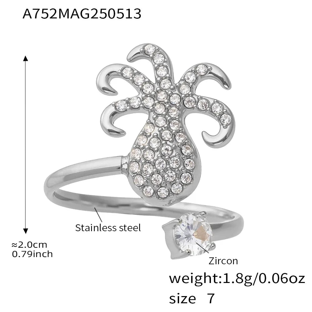 316L Stainless Steel Oceanic Zircon Statement Ring - Image 9