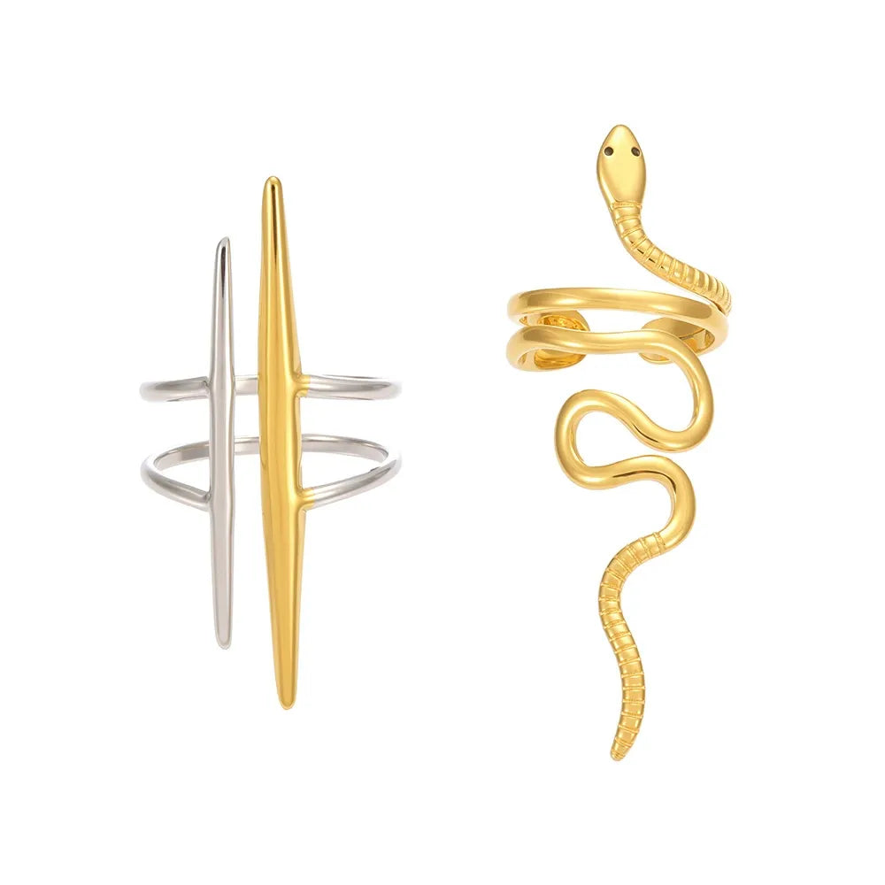 316L Stainless Steel Open Adjustable Serpent Design Ring - Image 5