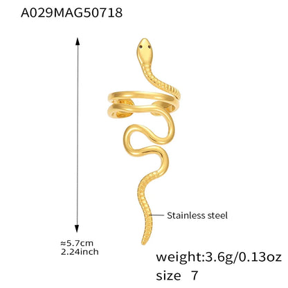 316L Stainless Steel Open Adjustable Serpent Design Ring - Image 6