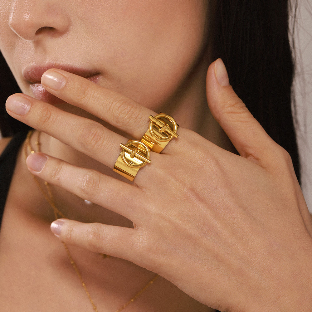 316L Stainless Steel 18K PVD Gold Open Wide Band Ring made with 316L stainless steel and 18K PVD gold finish for wholesale jewelry buyers - image 3