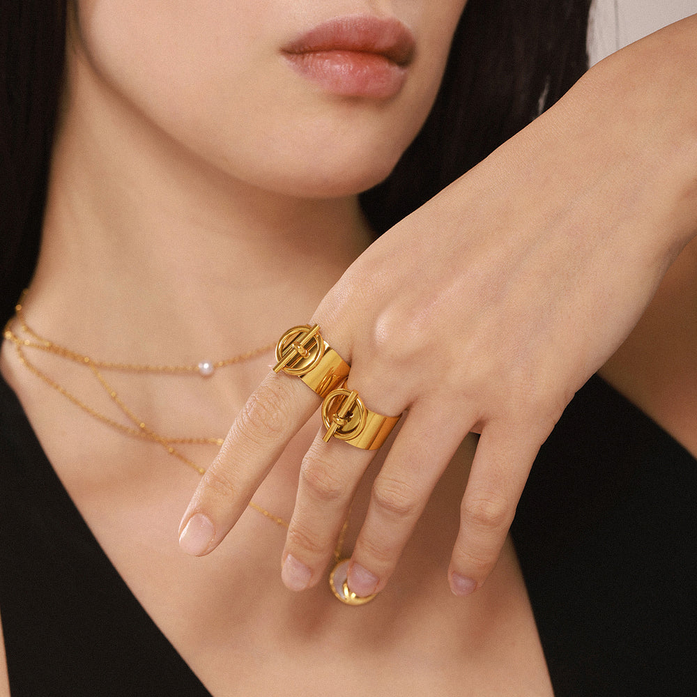 316L Stainless Steel 18K PVD Gold Open Wide Band Ring made with 316L stainless steel and 18K PVD gold finish for wholesale jewelry buyers - image 5