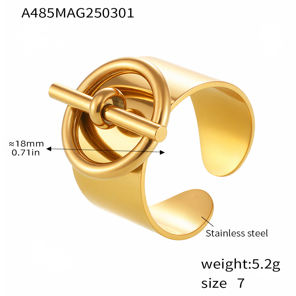 316L Stainless Steel 18K PVD Gold Open Wide Band Ring made with 316L stainless steel and 18K PVD gold finish for wholesale jewelry buyers - image 8