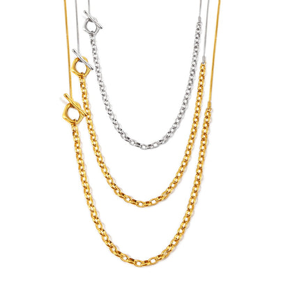 316L stainless steel OT toggle long chain necklace wholesale color set gold silver two tone