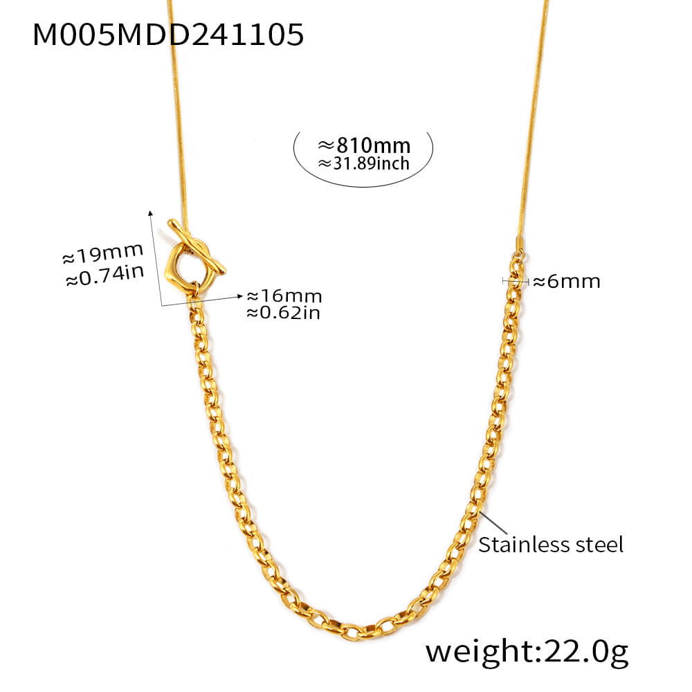 316L stainless steel OT toggle long chain necklace size chart gold tone 85cm