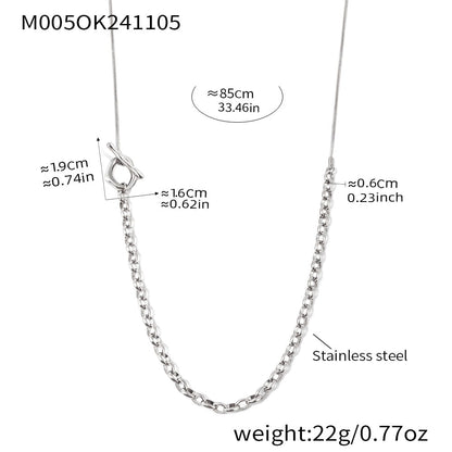 316L stainless steel OT toggle long chain necklace size chart silver tone