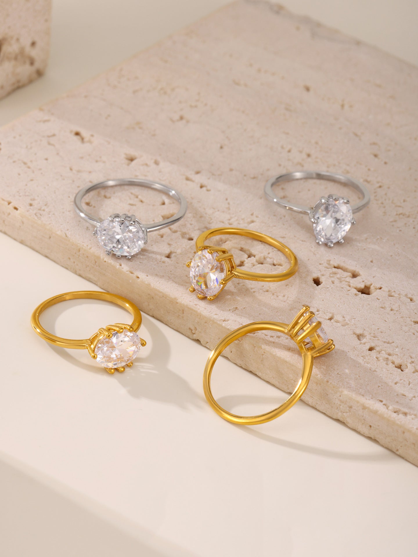 316L Stainless Steel Oval Zircon Ring - Image 10