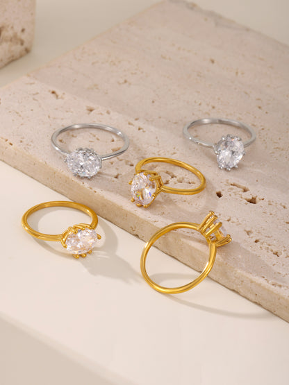 316L Stainless Steel Oval Zircon Ring - Image 10