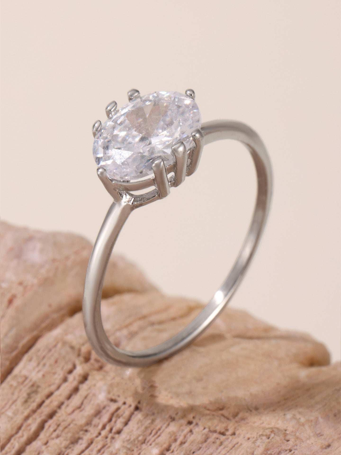 316L Stainless Steel Oval Zircon Ring - Image 11