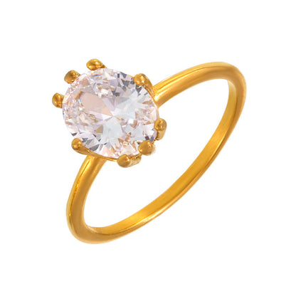 316L Stainless Steel Oval Zircon Ring - Image 13