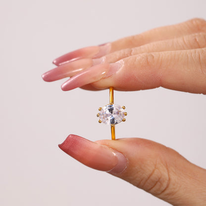 316L Stainless Steel Oval Zircon Ring - Image 16