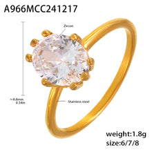 316L Stainless Steel Oval Zircon Ring - Image 17