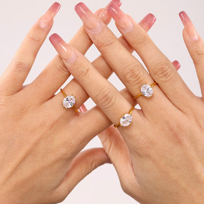 316L Stainless Steel Oval Zircon Ring - Image 3