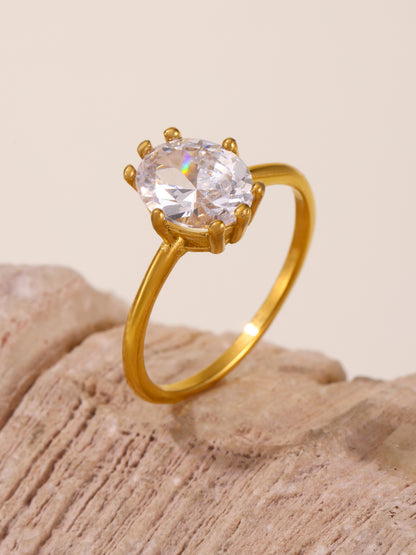 316L Stainless Steel Oval Zircon Ring - Image 4