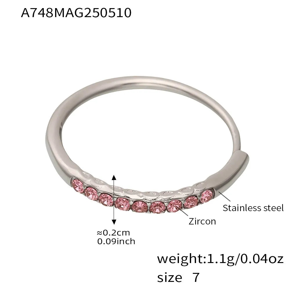 316L Stainless Steel Pavé 5A Zirconia Stacking Ring - Image 1