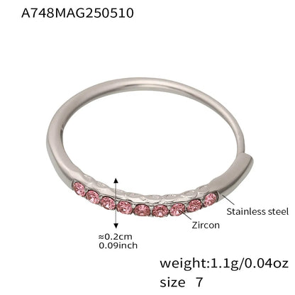 316L Stainless Steel Pavé 5A Zirconia Stacking Ring - Image 1