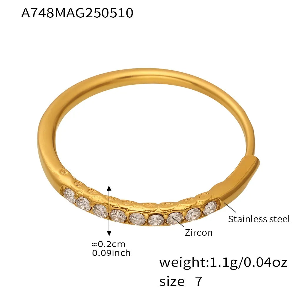316L Stainless Steel Pavé 5A Zirconia Stacking Ring - Image 10