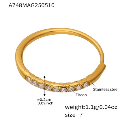 316L Stainless Steel Pavé 5A Zirconia Stacking Ring - Image 10