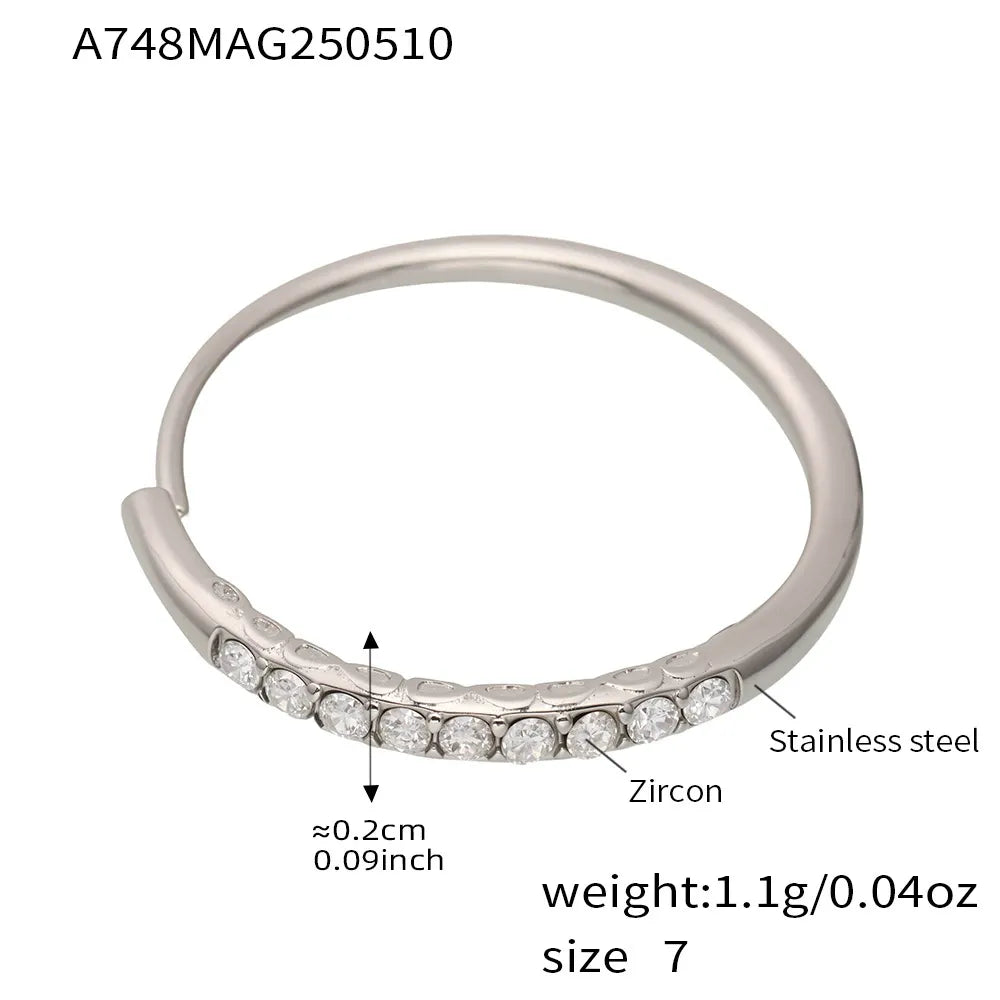 316L Stainless Steel Pavé 5A Zirconia Stacking Ring - Image 11