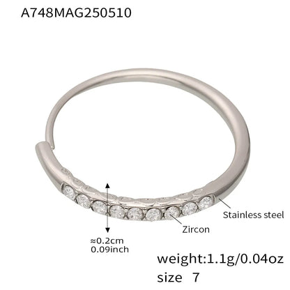 316L Stainless Steel Pavé 5A Zirconia Stacking Ring - Image 11