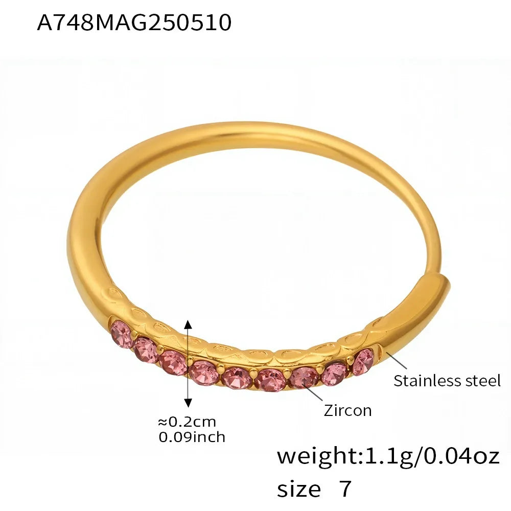 316L Stainless Steel Pavé 5A Zirconia Stacking Ring - Image 12