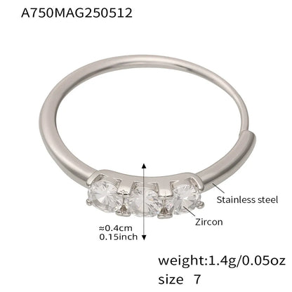 316L Stainless Steel Pavé 5A Zirconia Stacking Ring - Image 5