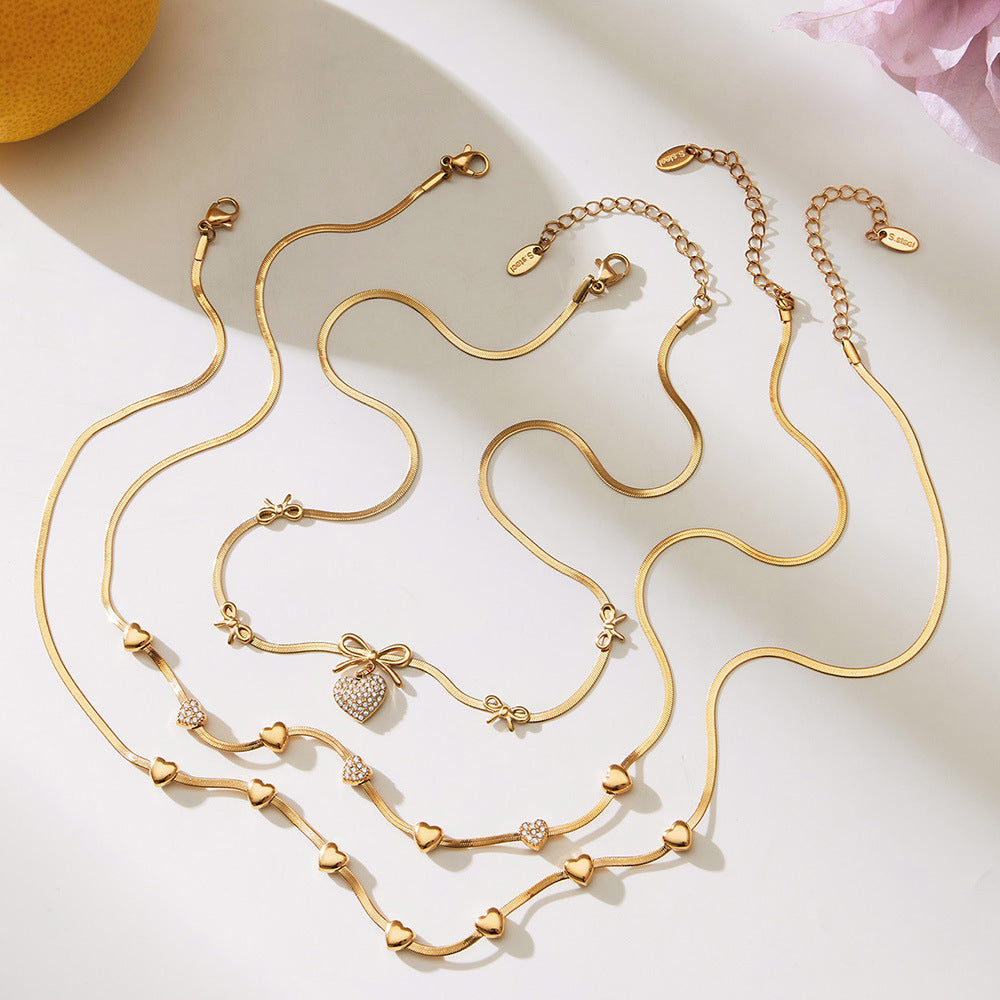 316L Stainless Steel Pavé Zircon Charm Blade Chain Jewelry - Image 4