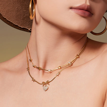 316L Stainless Steel Pavé Zircon Charm Blade Chain Jewelry - Image 5