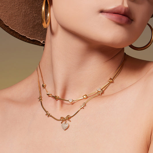 316L Stainless Steel Pavé Zircon Charm Blade Chain Jewelry - Image 5