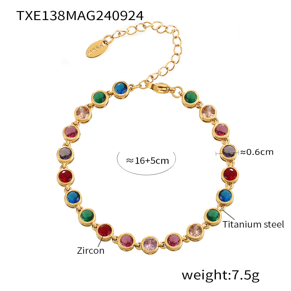 316L Stainless Steel Pave 3A Zircon Colorful Bracelet & Necklace Collection - Image 1