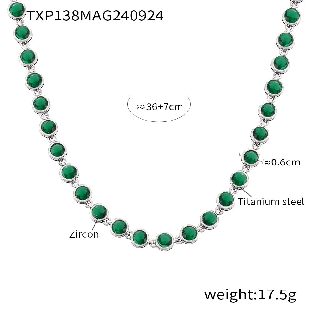 316L Stainless Steel Pave 3A Zircon Colorful Bracelet & Necklace Collection - Image 13