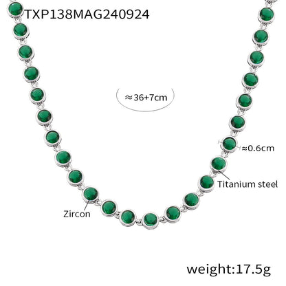 316L Stainless Steel Pave 3A Zircon Colorful Bracelet & Necklace Collection - Image 13