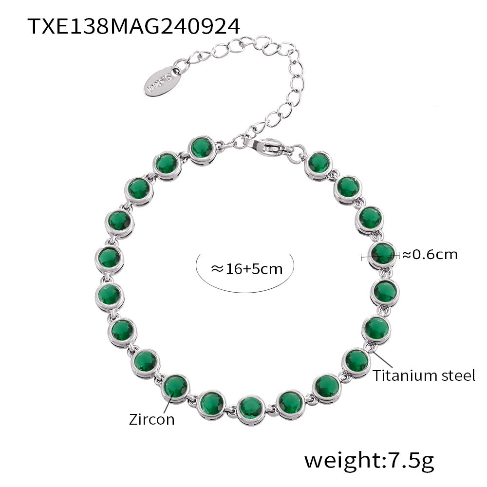 316L Stainless Steel Pave 3A Zircon Colorful Bracelet & Necklace Collection - Image 14