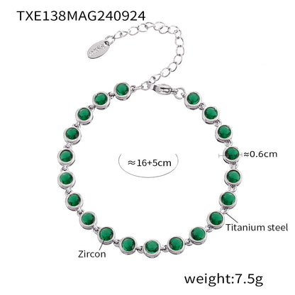 316L Stainless Steel Pave 3A Zircon Colorful Bracelet & Necklace Collection - Image 14