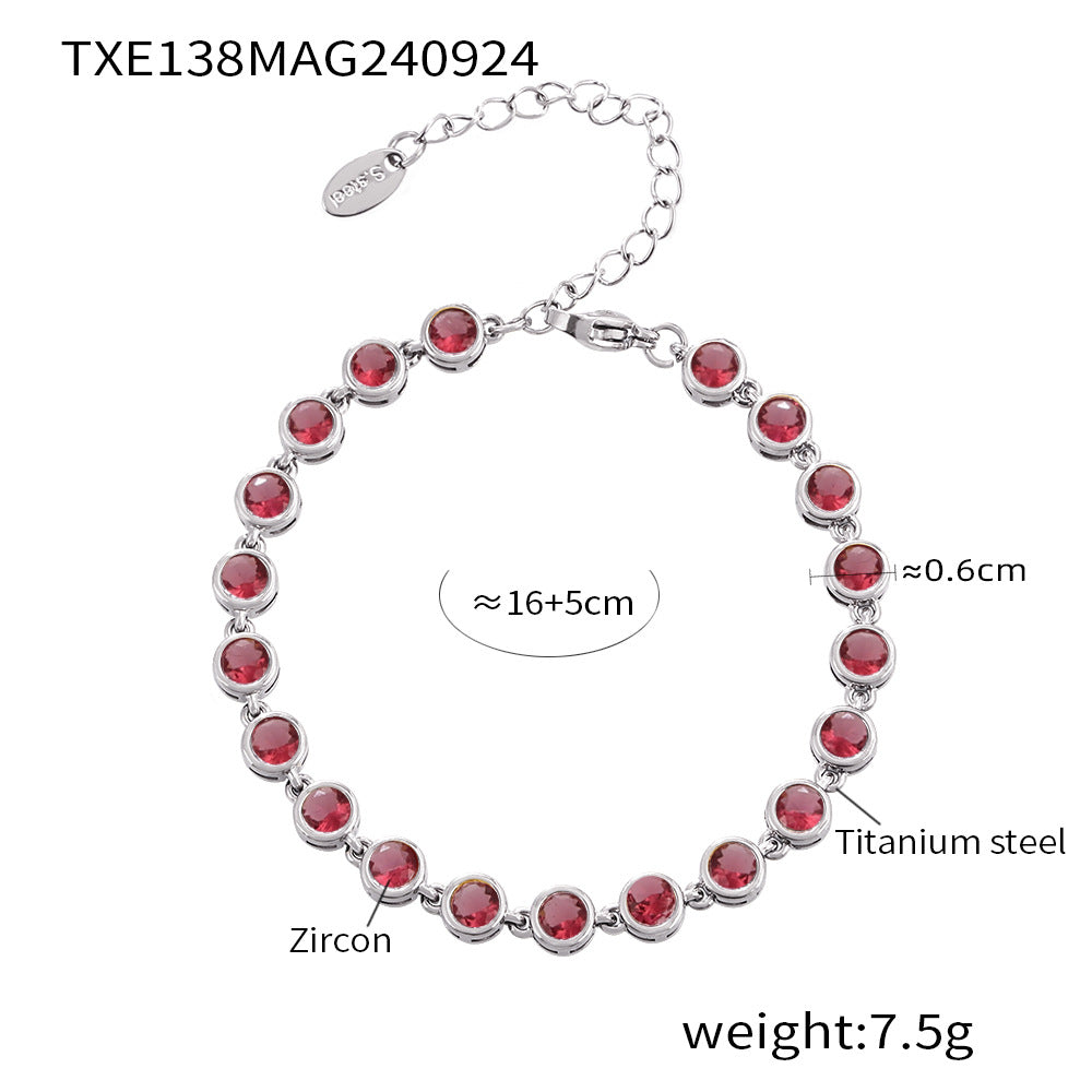 316L Stainless Steel Pave 3A Zircon Colorful Bracelet & Necklace Collection - Image 16