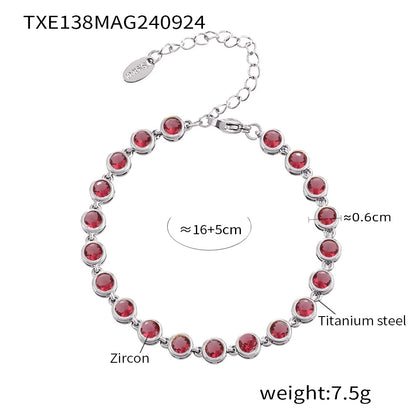 316L Stainless Steel Pave 3A Zircon Colorful Bracelet & Necklace Collection - Image 16