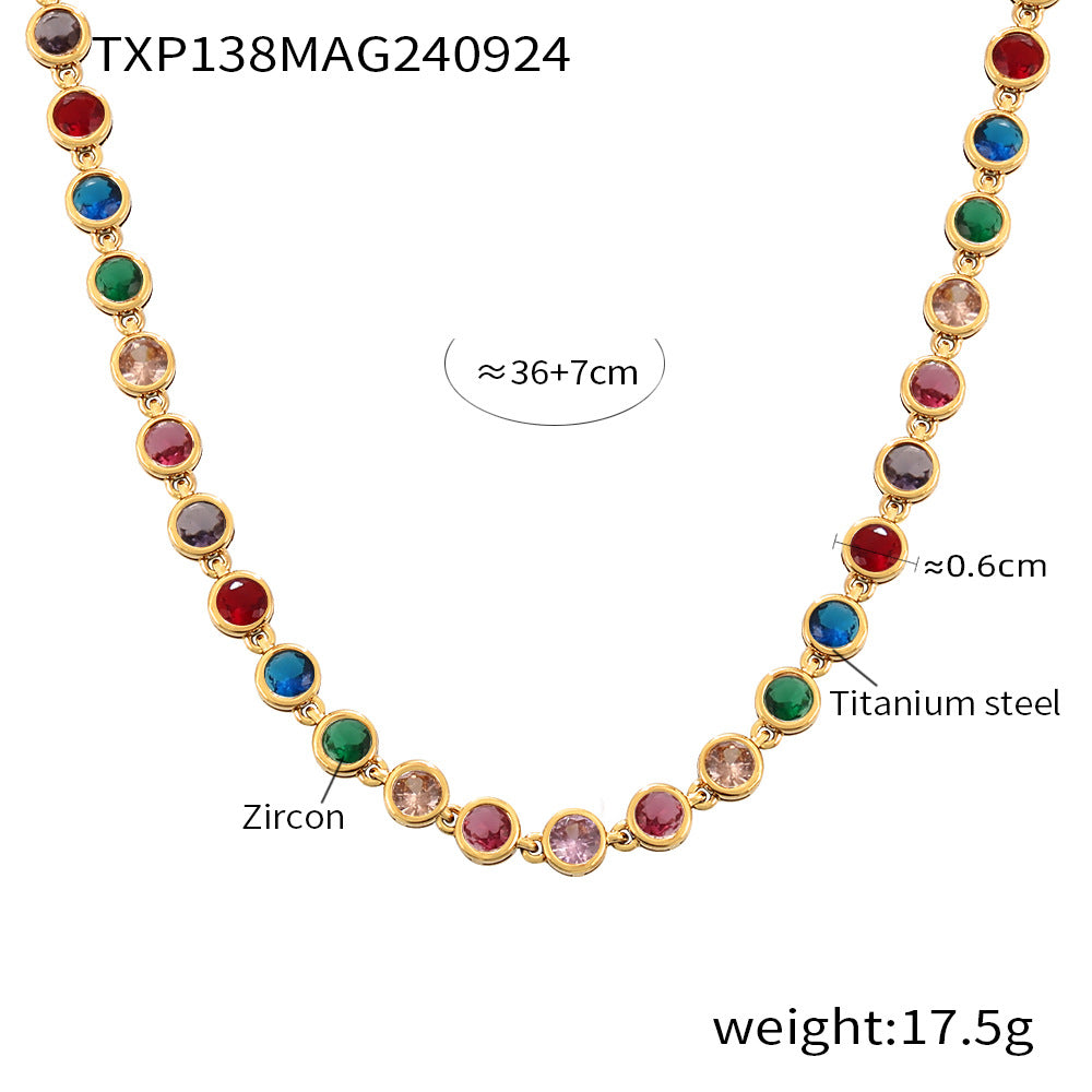 316L Stainless Steel Pave 3A Zircon Colorful Bracelet & Necklace Collection - Image 17