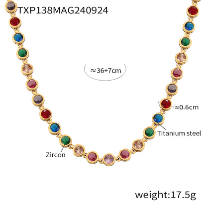 316L Stainless Steel Pave 3A Zircon Colorful Bracelet & Necklace Collection - Image 17