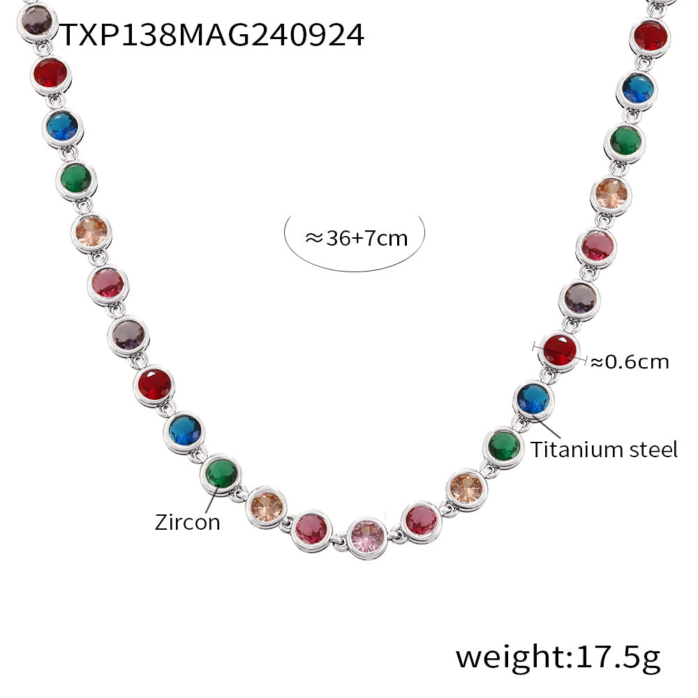 316L Stainless Steel Pave 3A Zircon Colorful Bracelet & Necklace Collection - Image 19